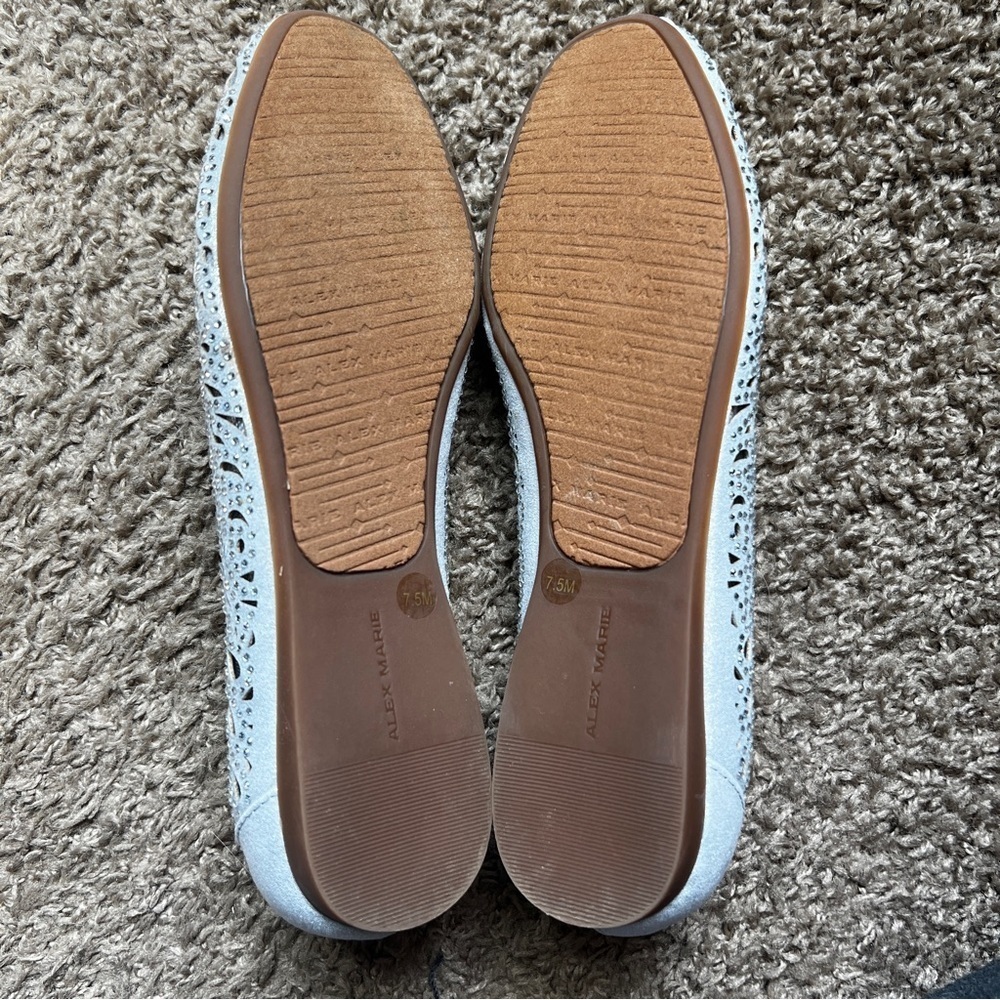 Alex Marie Altana Silver Metallic Rhinestone Flats 7.5 - Picture 6 of 8